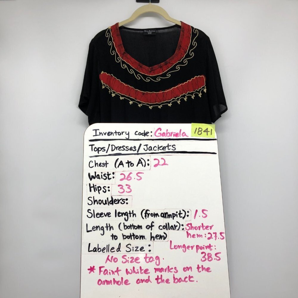 Shiva Fashions Rayon Black & Red High Low Hindi-style Tunic Blouse OS - Picture 14 of 15